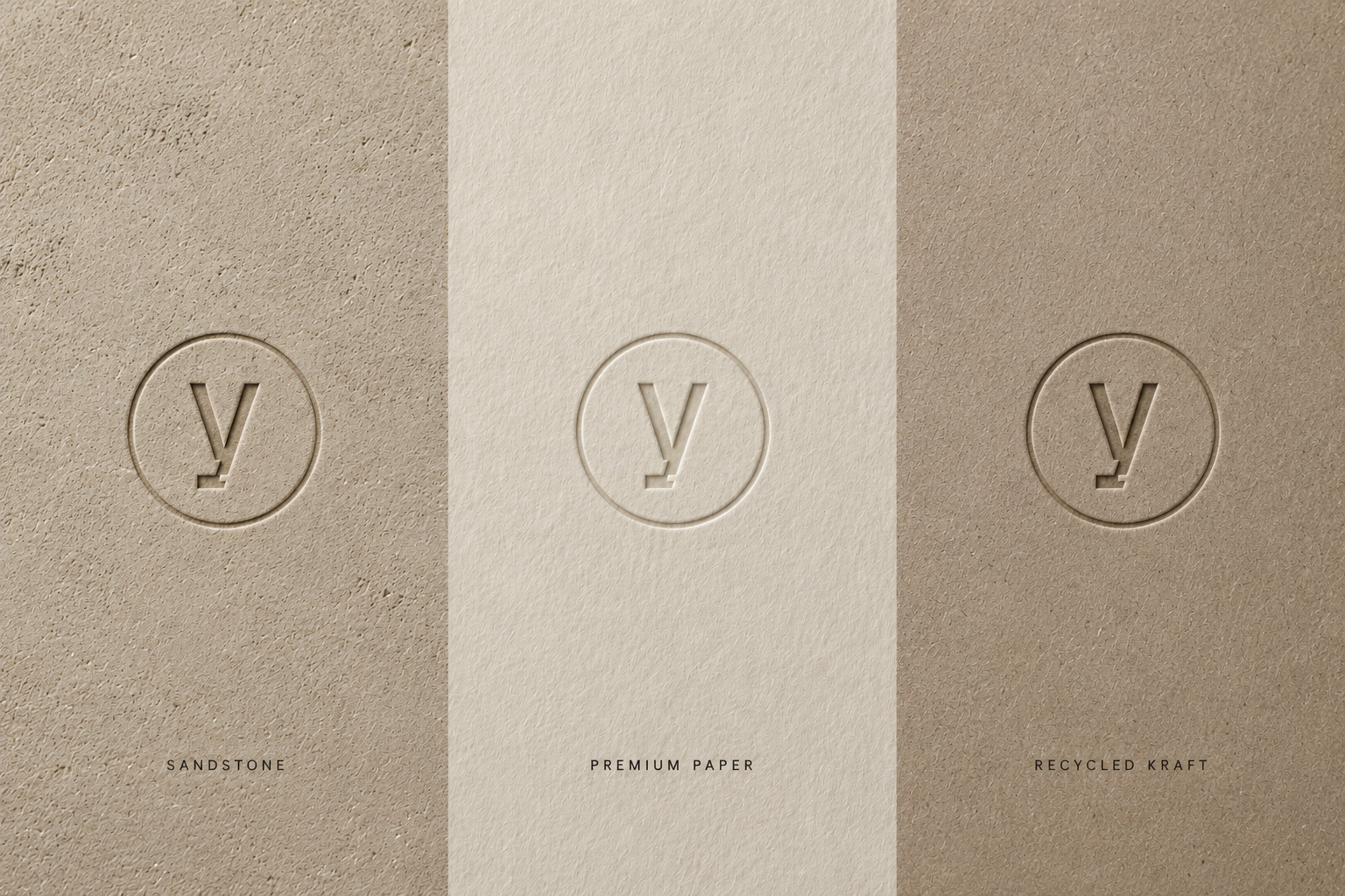 Yuphora Y monogram in three textured paper variations